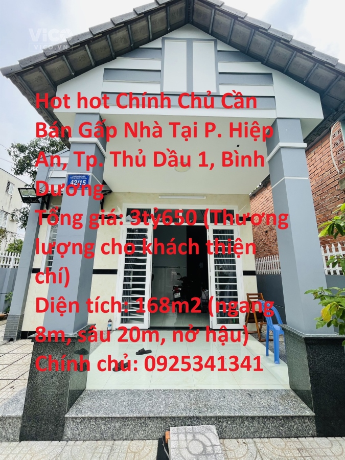Hot hot Chính Chủ Cần Bán Gấp Nhà Tại P. Hiệp An, Tp. Thủ Dầu 1, Bình Dương