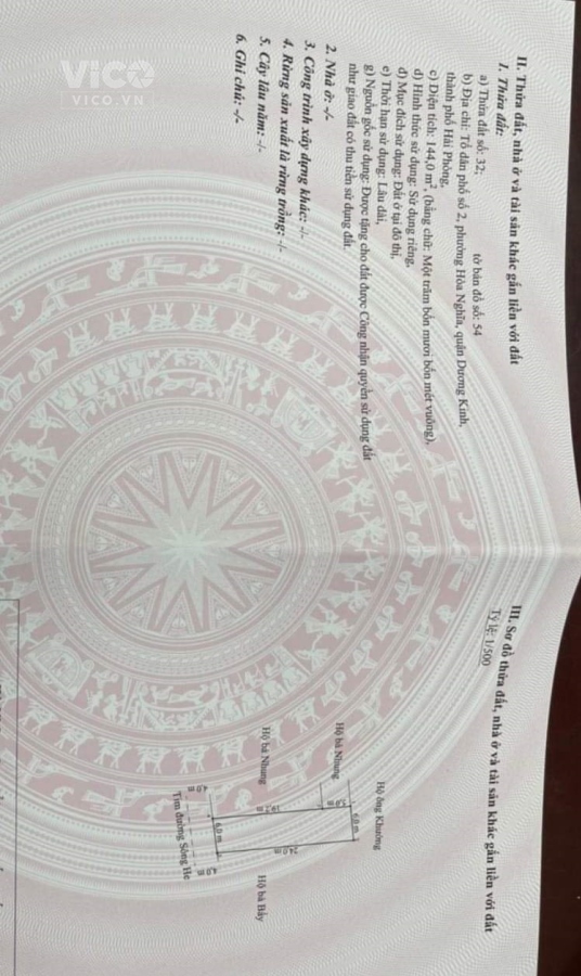 144 m2 mặt đường Song He, Hòa Nghĩa, Dương Kinh, HP