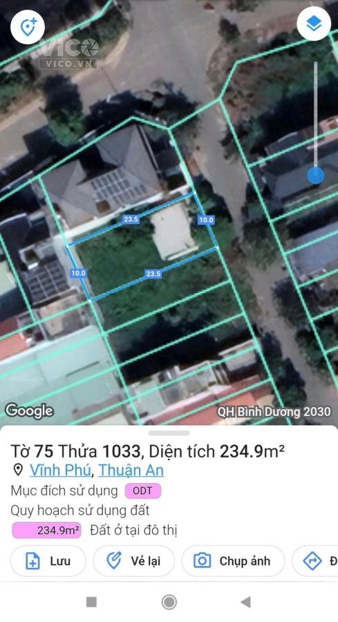 Chính chủ bán lô đất full thổ cư 235m2 tại KDC Vĩnh Phú 1, P. Vĩnh Phú, TP. Thuận An, Bình Dương