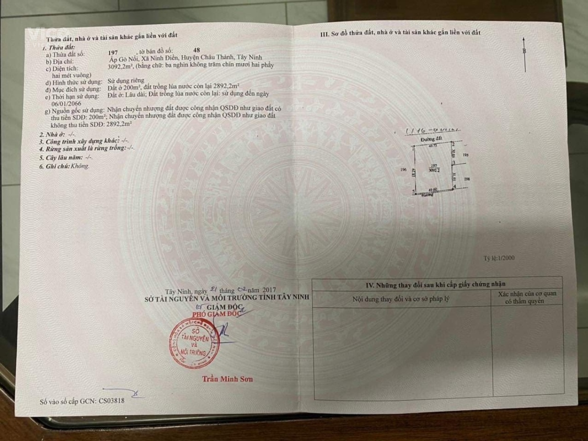 Chính Chủ Bán Lô Đất Mặt Tiền Vị Trí Đẹp Tại Xã Ninh Điền, Châu Thành, Tây Ninh