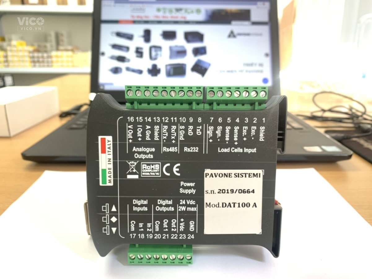 Đầu cân điện tử DAT100/A có thêm đầu ra Analog sản xuất tại Pavone Italy