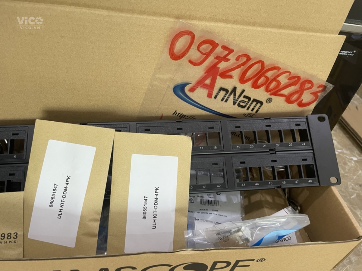 Thanh đấu nối, UTP, SL, DDM, 48 cổng cat6, 2U, rỗng, thẳng 760237041 913750552