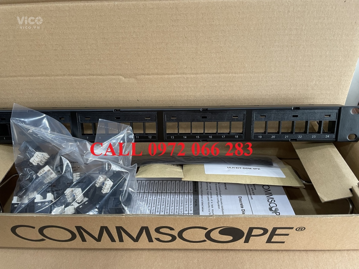 Thanh đấu nối patch panel 24 cổng cat6 UTP,1U mã 760237040 913750552 commscope