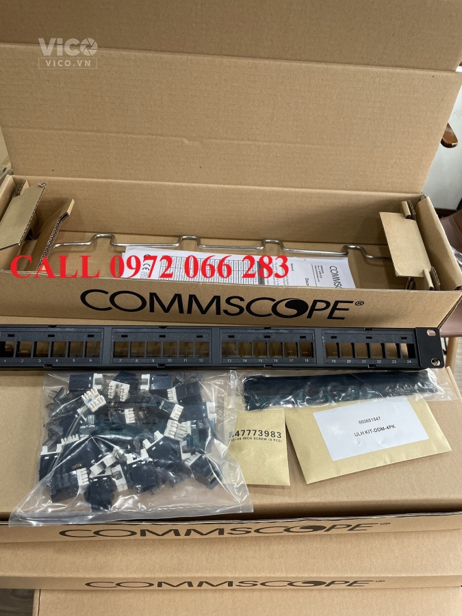 Thanh đấu nối patch panel 24 cổng cat6 UTP,1U mã 760237040 913750552 commscope