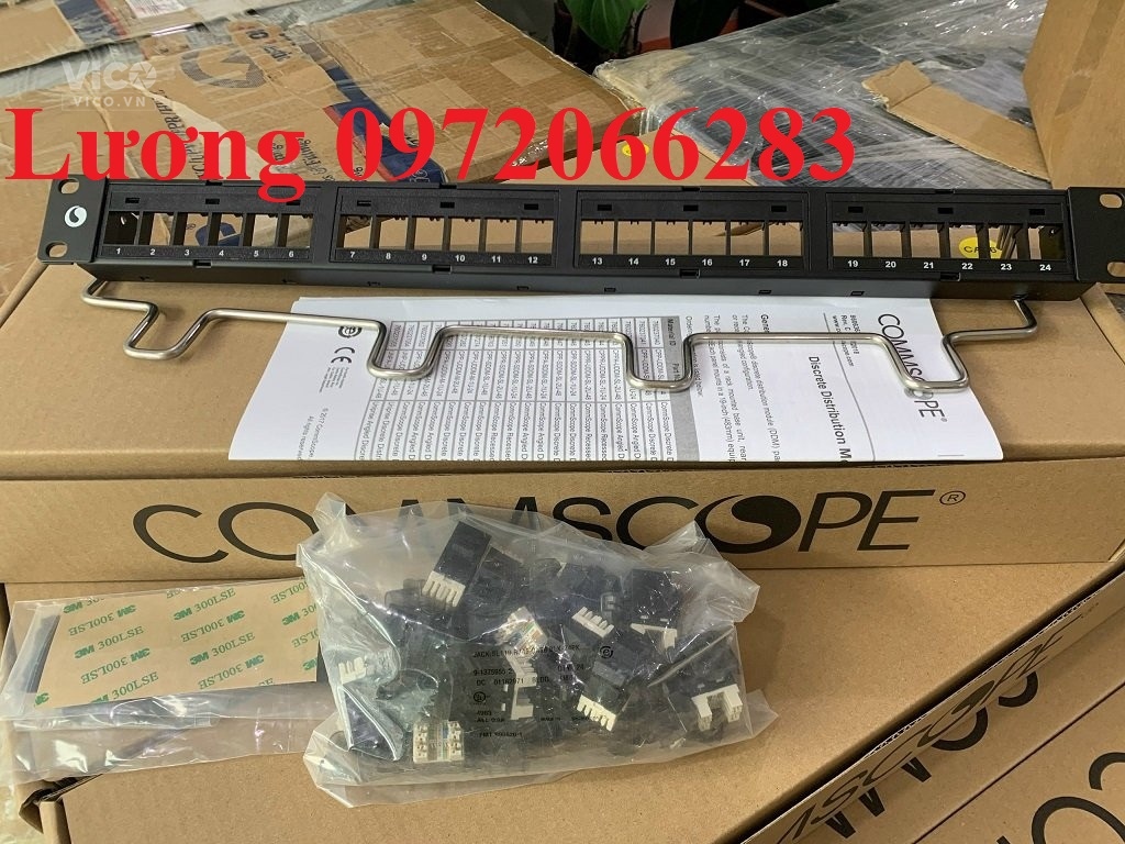Thanh đấu nối patch panel 24 cổng cat6 UTP,1U mã 760237040 913750552 commscope