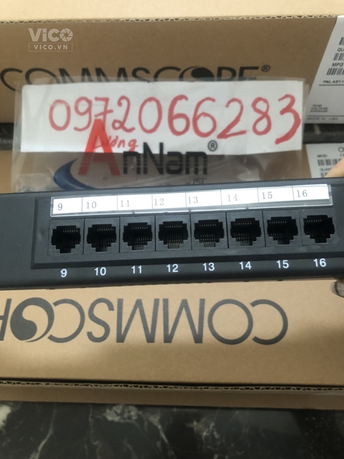 Thanh đấu nôi Patch panel Cat6 Commscope/Amp 16 port PN 13750146