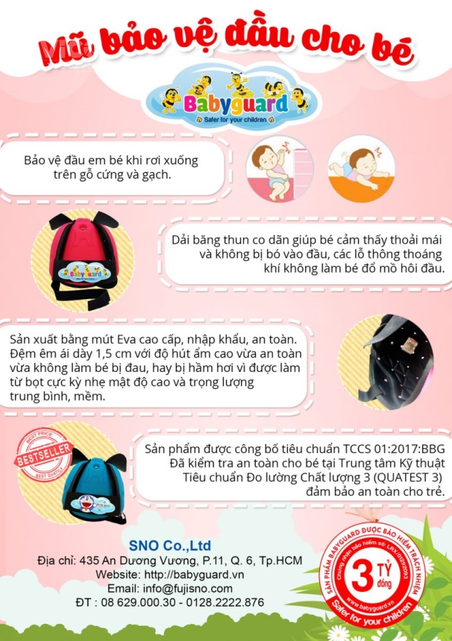 Sản phẩm nón babyguard chính hãng tìm đại lý nhà phân phối