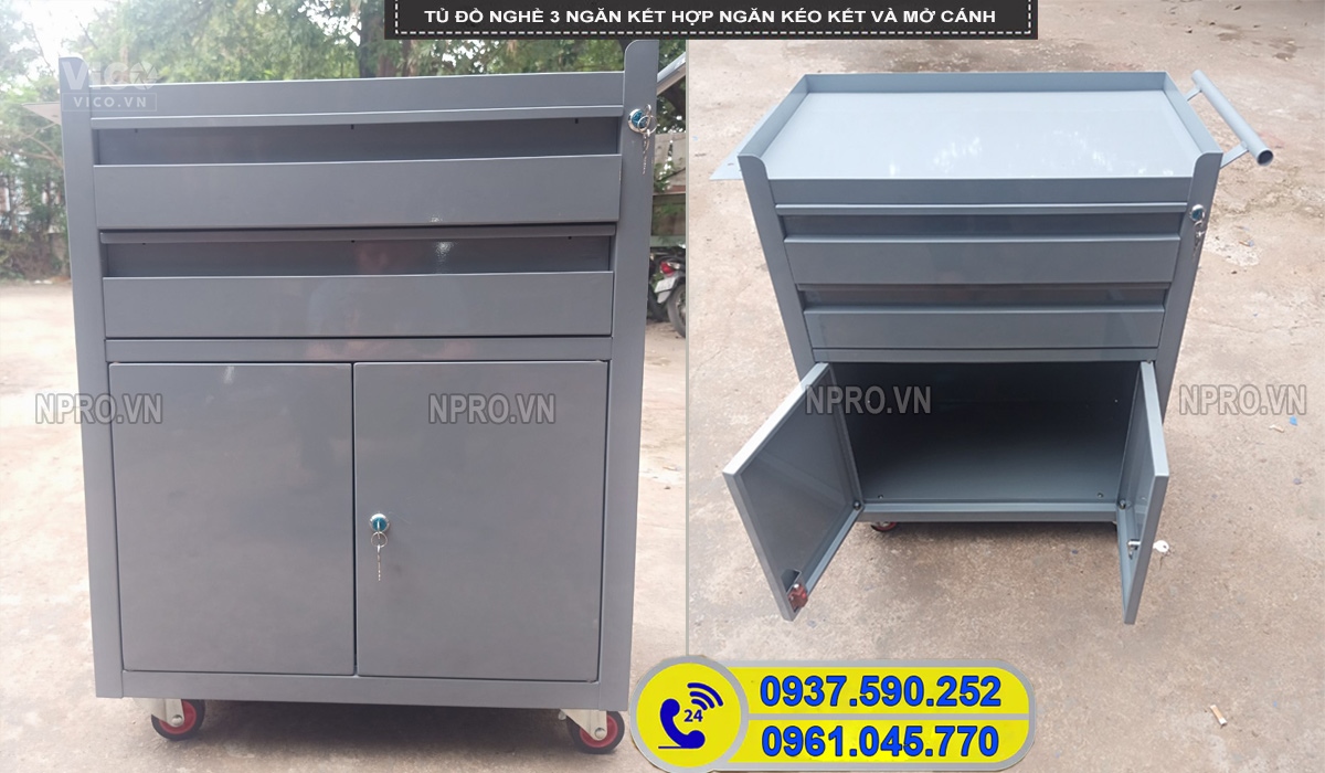 Tủ đồ nghề 3 ngăn 2 kéo 1 ngăn 2 cánh