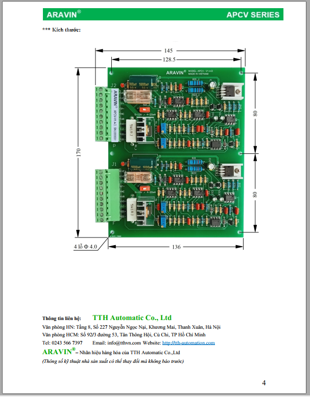 Bo mạch điều khiển van tỉ lệ APCVV1.4D