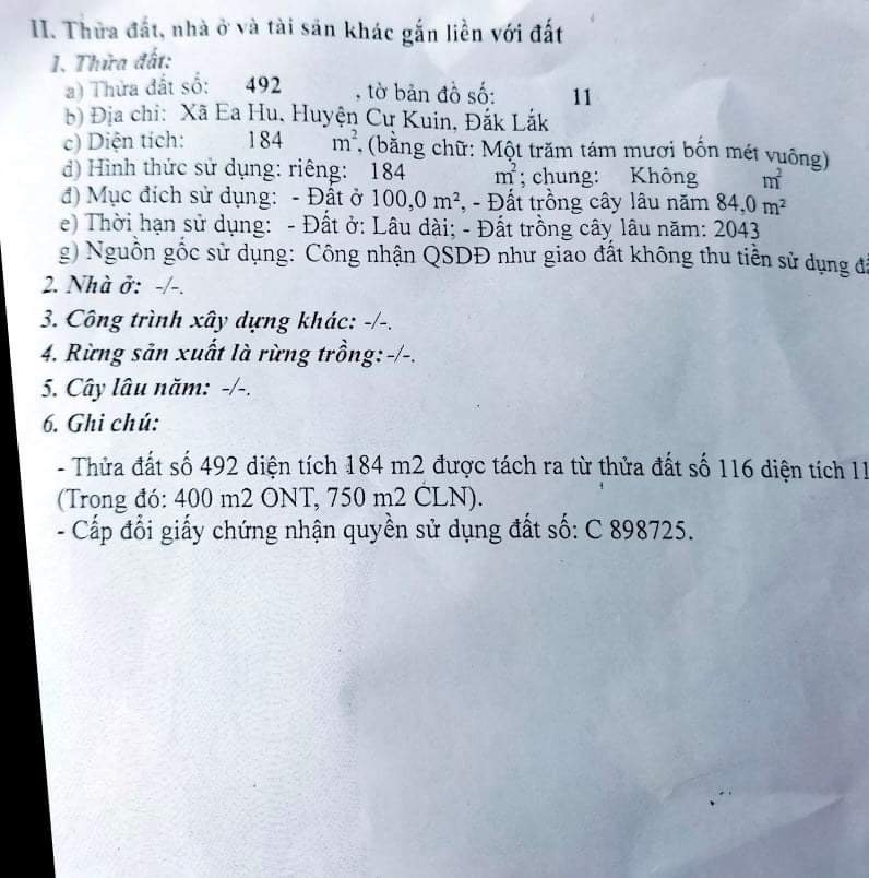 CẦN BÁN GẤP CĂN NHÀ XÃ EA HU, HUYỆN CƯ KUIN, TỈNH ĐẮK LĂK