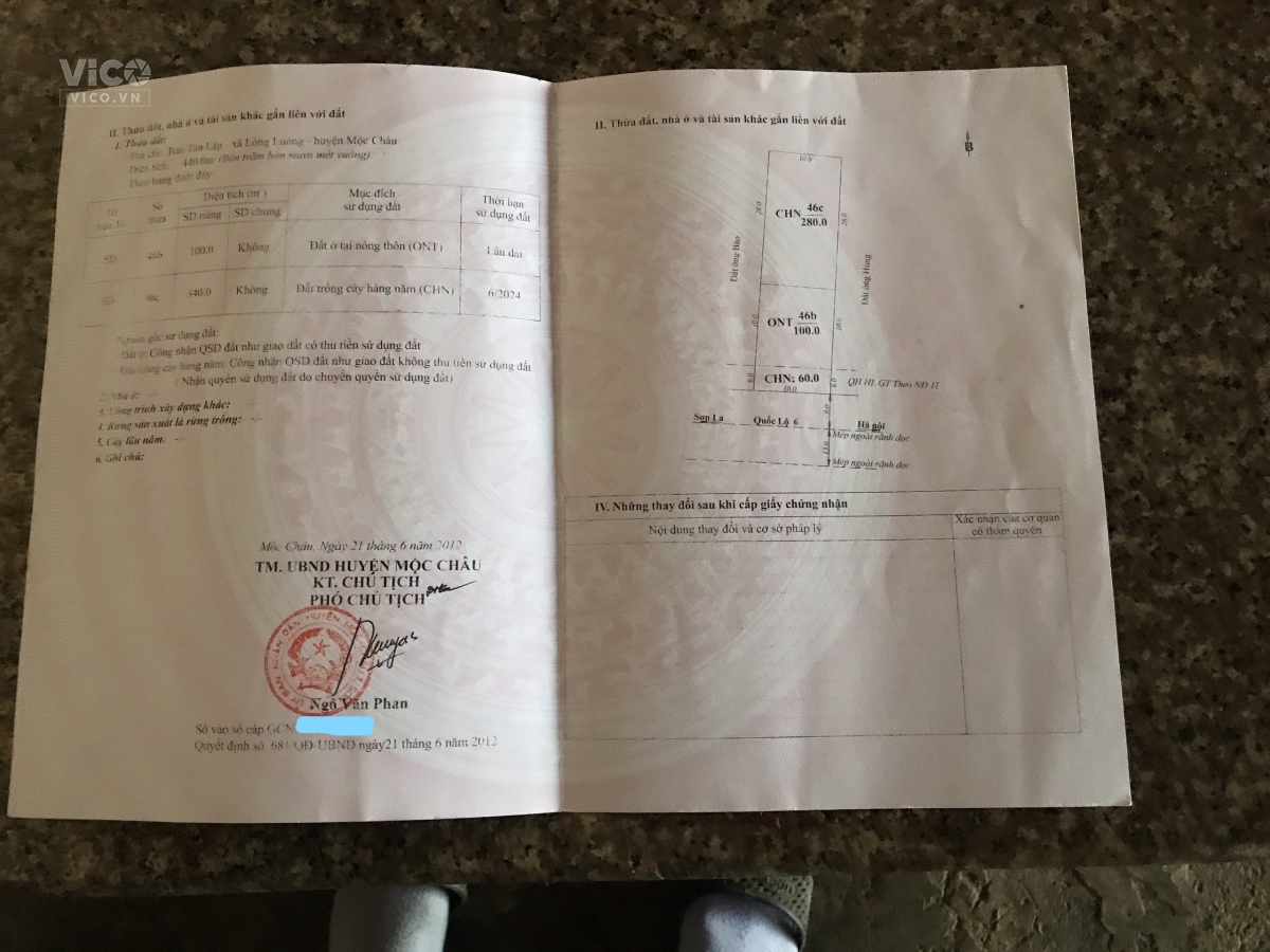 BÁN ĐẤT MỘC CHÂU MẢNH ĐẤT NẰM TRÊN MẶT ĐƯỜNG QL6 VÂN HỒ, GIÁ ĐẦU TƯ