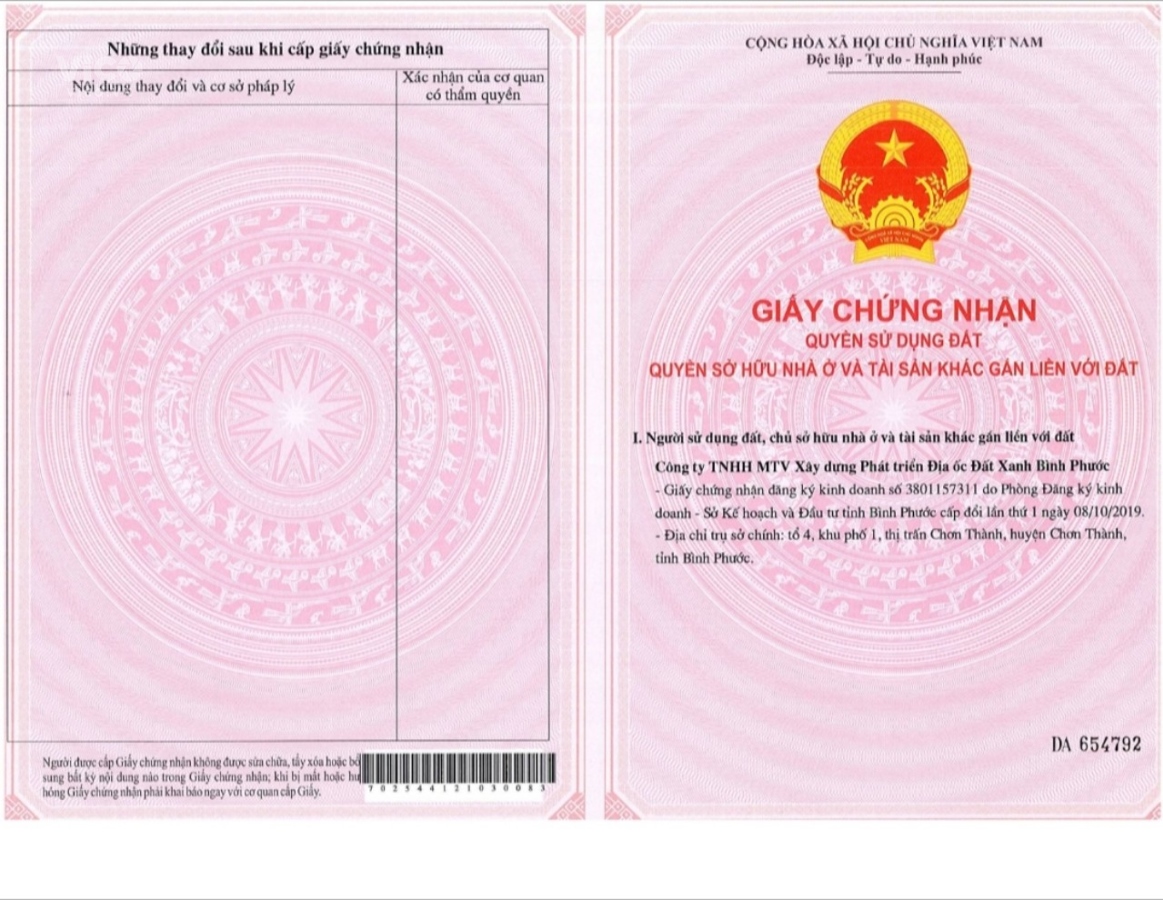 HOT HOT HOT ĐẤT NỀN CHƠN THÀNH BÌNH PHƯỚC (ĐÃ CÓ SỔ
