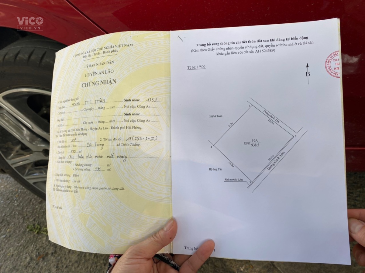 Người nhà nhờ chào hộ lô đất gần 1000m2 vuông như bàn cờ tại Cốc Tràng, Chiến Thắng, An Lão 2 mặt