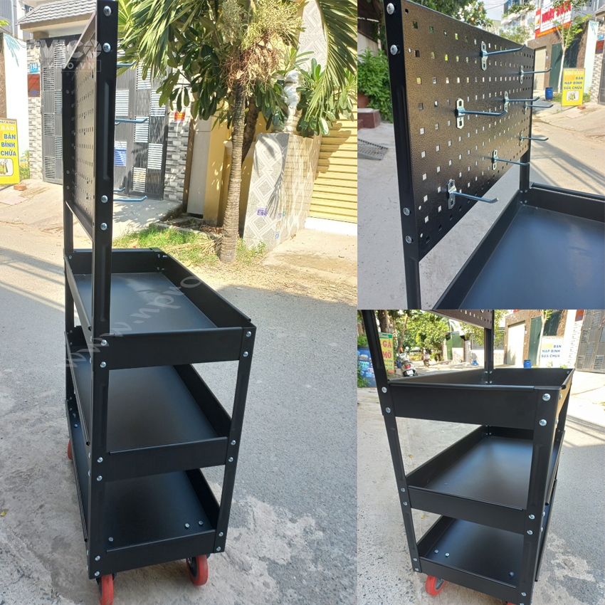 Xe đẩy 3 ngăn treo dụng cụ