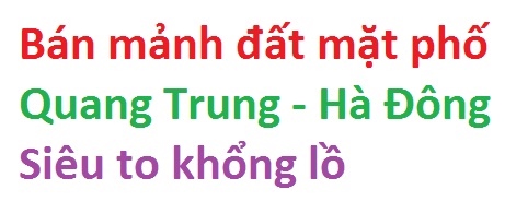 Bán mảnh đất khổng lồ mặt đường Quang Trung Hà Đông, 460m2, mặt tiền 20m giá 156 tỷ