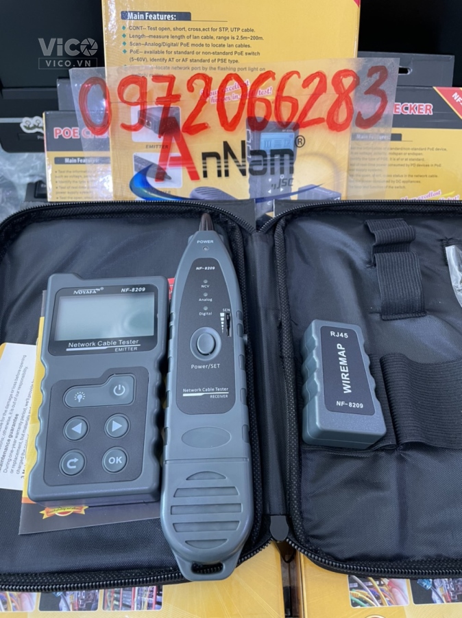 Máy test và dò cáp mạng POE NF8209 có màn hình