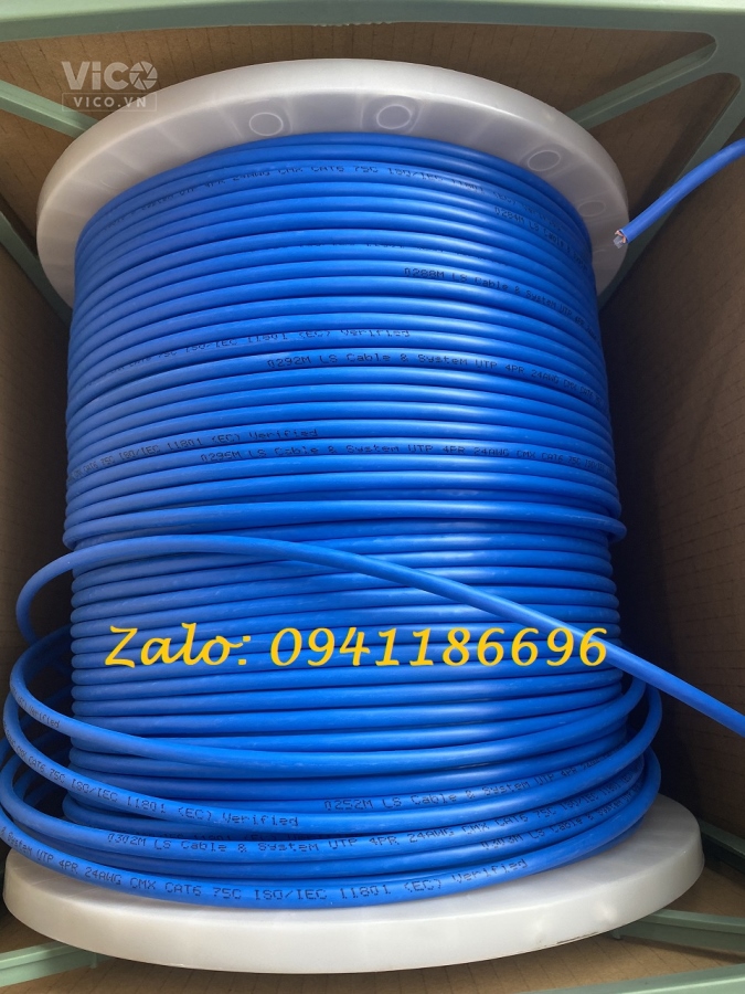 Sẵn kho Cáp mạng 4 đôi LS CAT.6 U/UTP copper (UTPGC6GE1VNM 0.5X4P/BL, PVC, Blue)