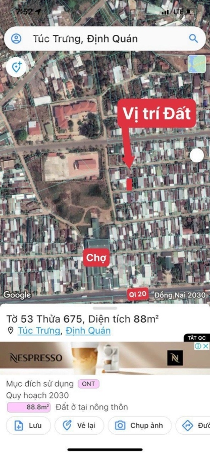 Mình chính chủ cần bán lô đất ở sau chợ chiều Túc Trưng Huyện Định Quán