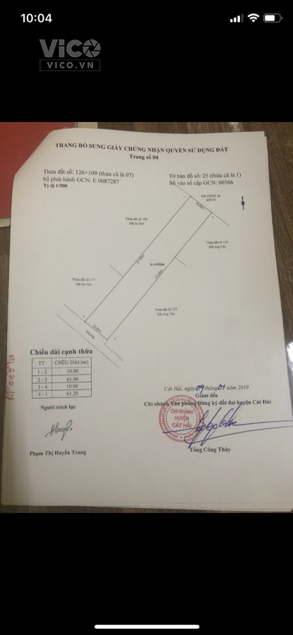 CẦN BÁN NHANH LÔ THÔN HẢI SƠN XÃ TRÂN CHÂU CÁT BÀHẢI PHÒNG