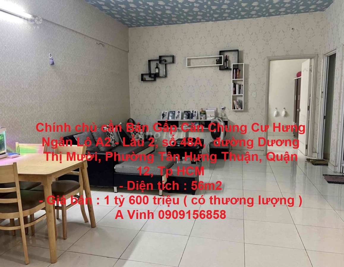 Chính chủ cần Bán Gấp Căn Chung Cư Hưng Ngân Quận 12 Tp HCM