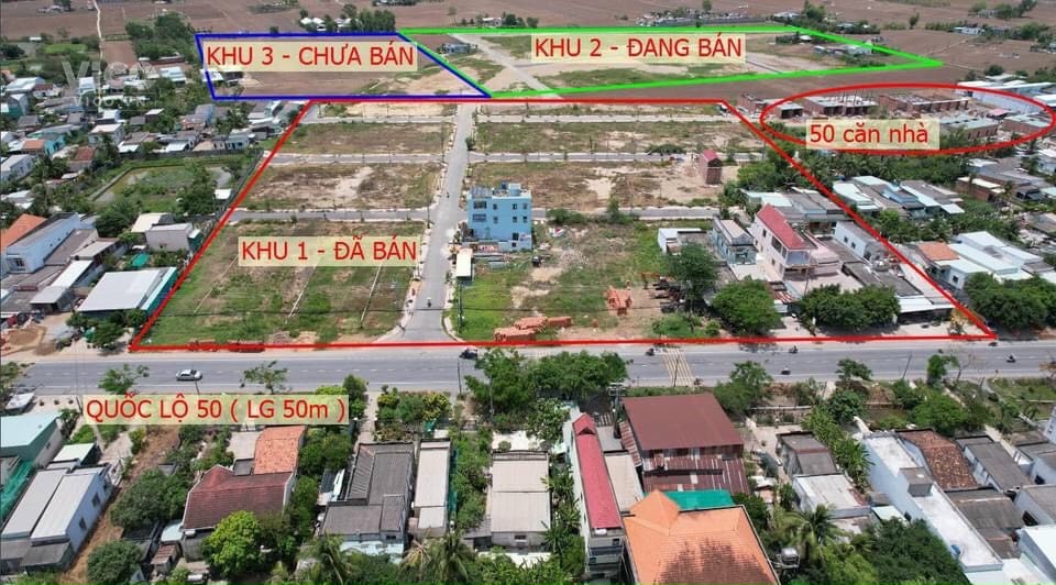 Cần bán gấp đất nền mặt tiền QL 50 KDC Tân Mỹ Gần Chợ Trạm Cần Đước