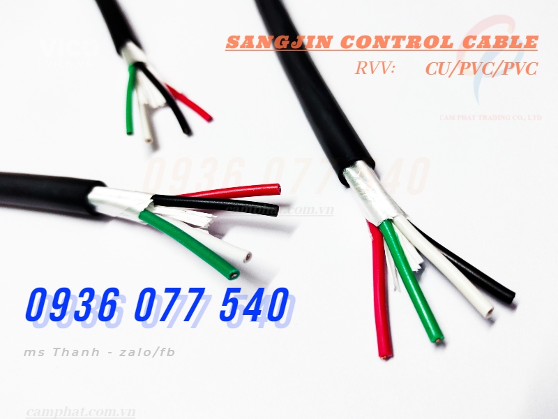 Cáp điều khiển 4 x 0.5 mm2 Cáp Sang Jin không chống nhiễu RVV 4C x 0.5 SQMM