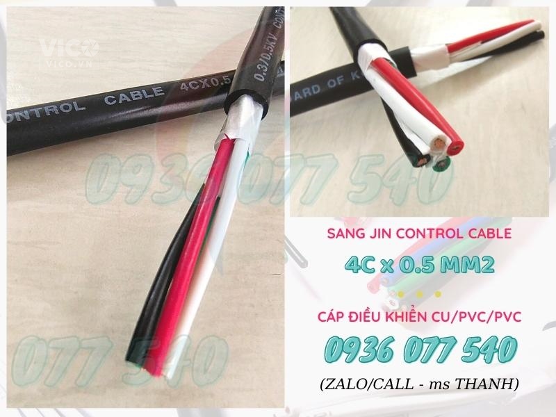Cáp điều khiển 4 x 0.5 mm2 Cáp Sang Jin không chống nhiễu RVV 4C x 0.5 SQMM