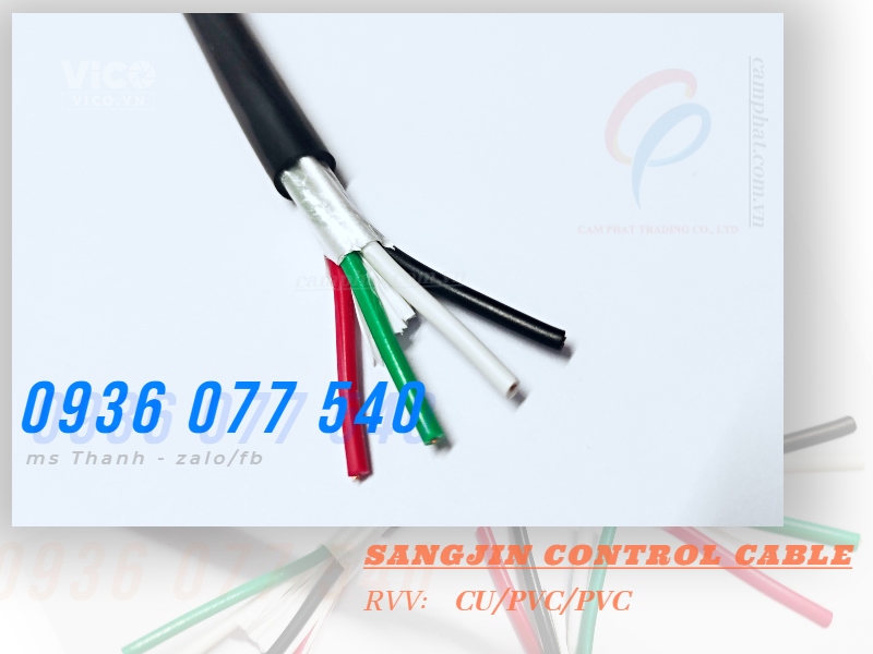 Cáp điều khiển 4 x 0.5 mm2 Cáp Sang Jin không chống nhiễu RVV 4C x 0.5 SQMM