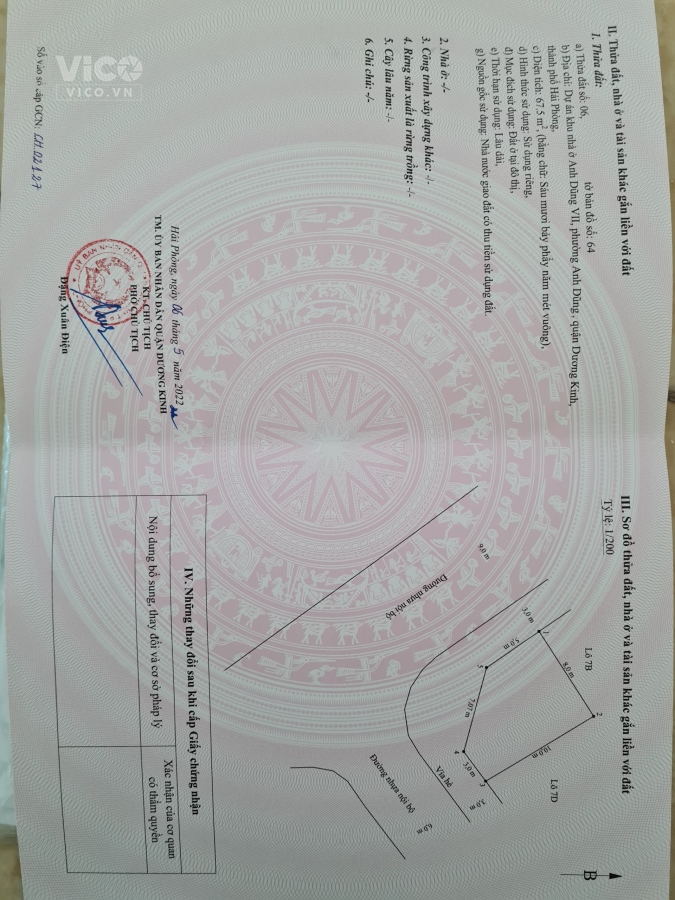 Lô góc duy nhất 3 mặt tiền 67,5 m2 tại Anh Dũng 7 Anh Dũng Dương Kinh HẢi Phòng