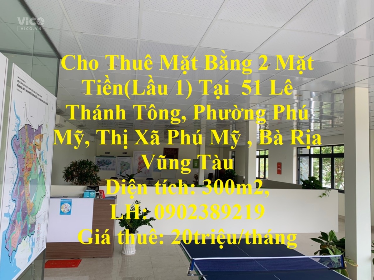 Cho Thuê Mặt Bằng 2 Mặt Tiền(Lầu 1) Tại Thị Xã Phú Mỹ