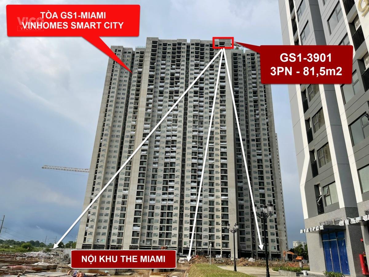 Bán căn 3pn, 81,5m2, GS1 3901, Vinhomes Smart City, vị trí góc, giá 3,41 tỷ, có nội thất cao cấp