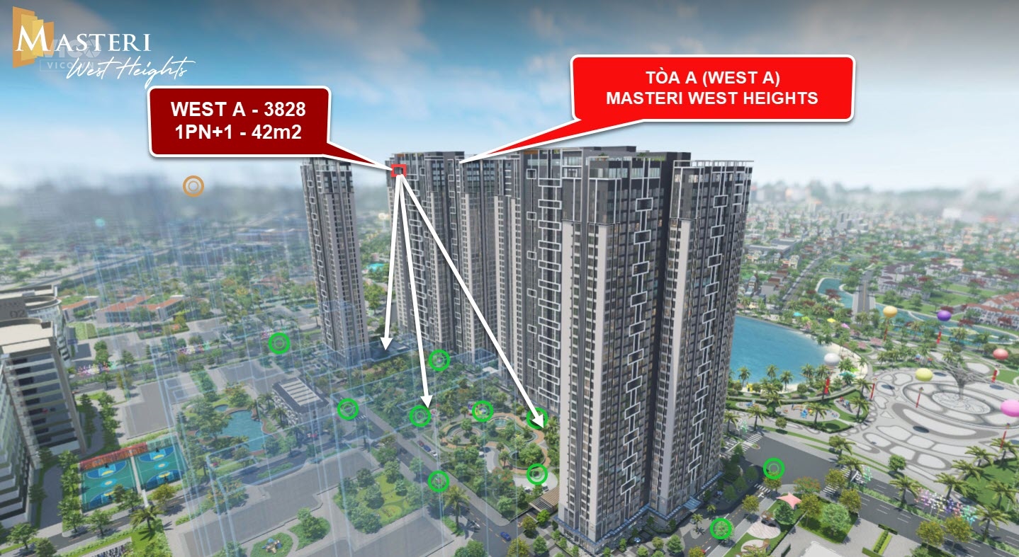 Cần bán căn West A3828. Giá 2,15 tỷ. tại Masteri West Heights. Ký trực tiếp CĐT. Sở hữu lâu dài