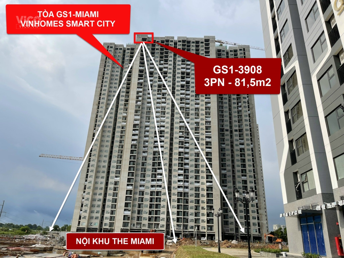 Chính chủ bán căn 3pn GS1 3908 Vinhomes Smart City. Giá 41tr/m2 căn góc, 2 mặt thoáng nhìn nội khu