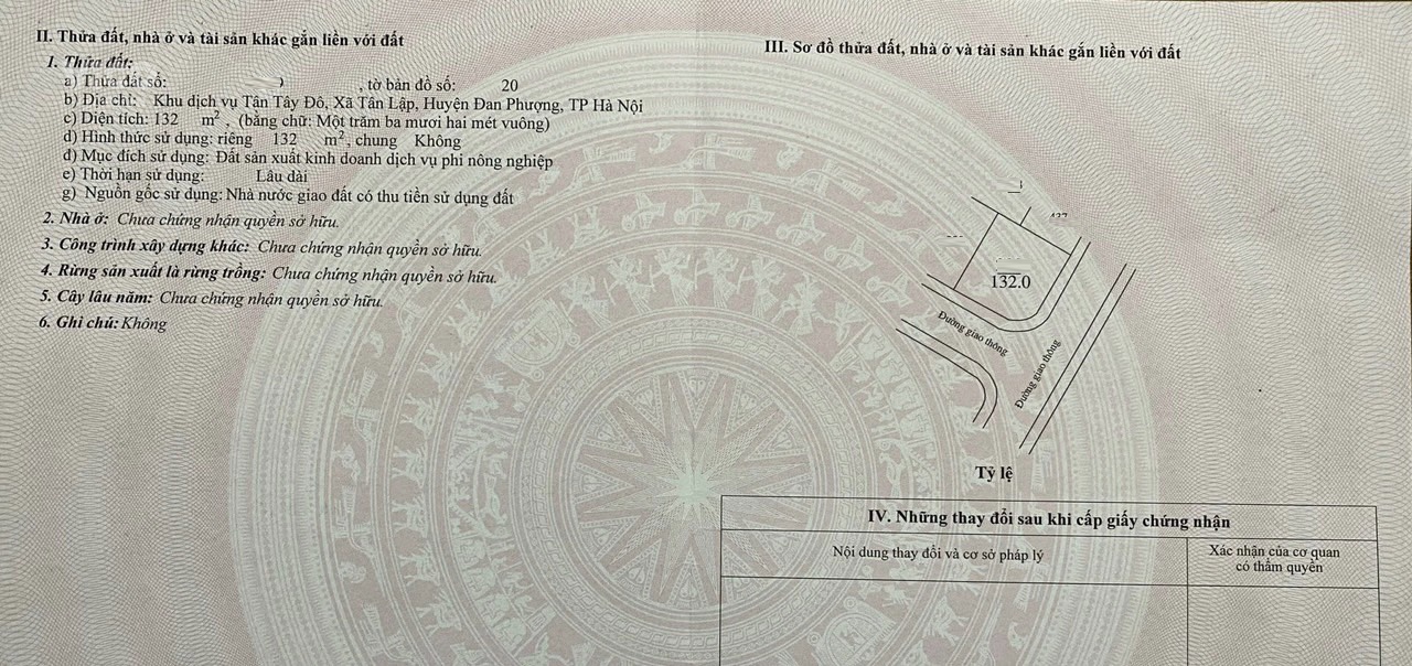 Bán đất dịch vụ Tân Tây Đô 132m2 lô góc đường lớn 76tr/m2