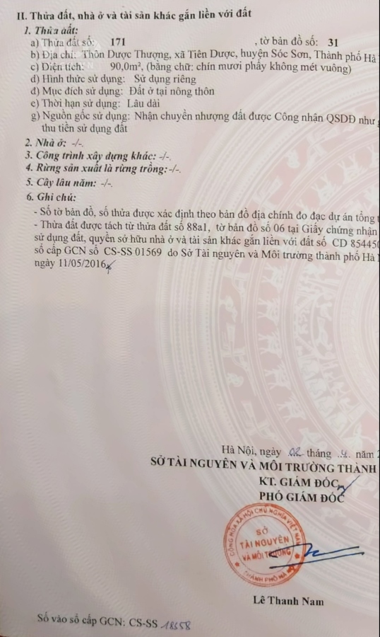 Chuyển Nhượng Lô Đất Dược Thượng, Tiên Dược, Sóc Sơn