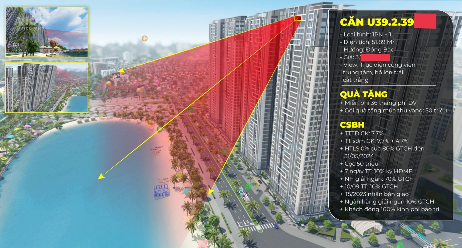 Bán nhanh Căn Penhouse 1N1 52m2 tại Masteri Smart City, view hồ điều hòa 4,8ha, công viên trung