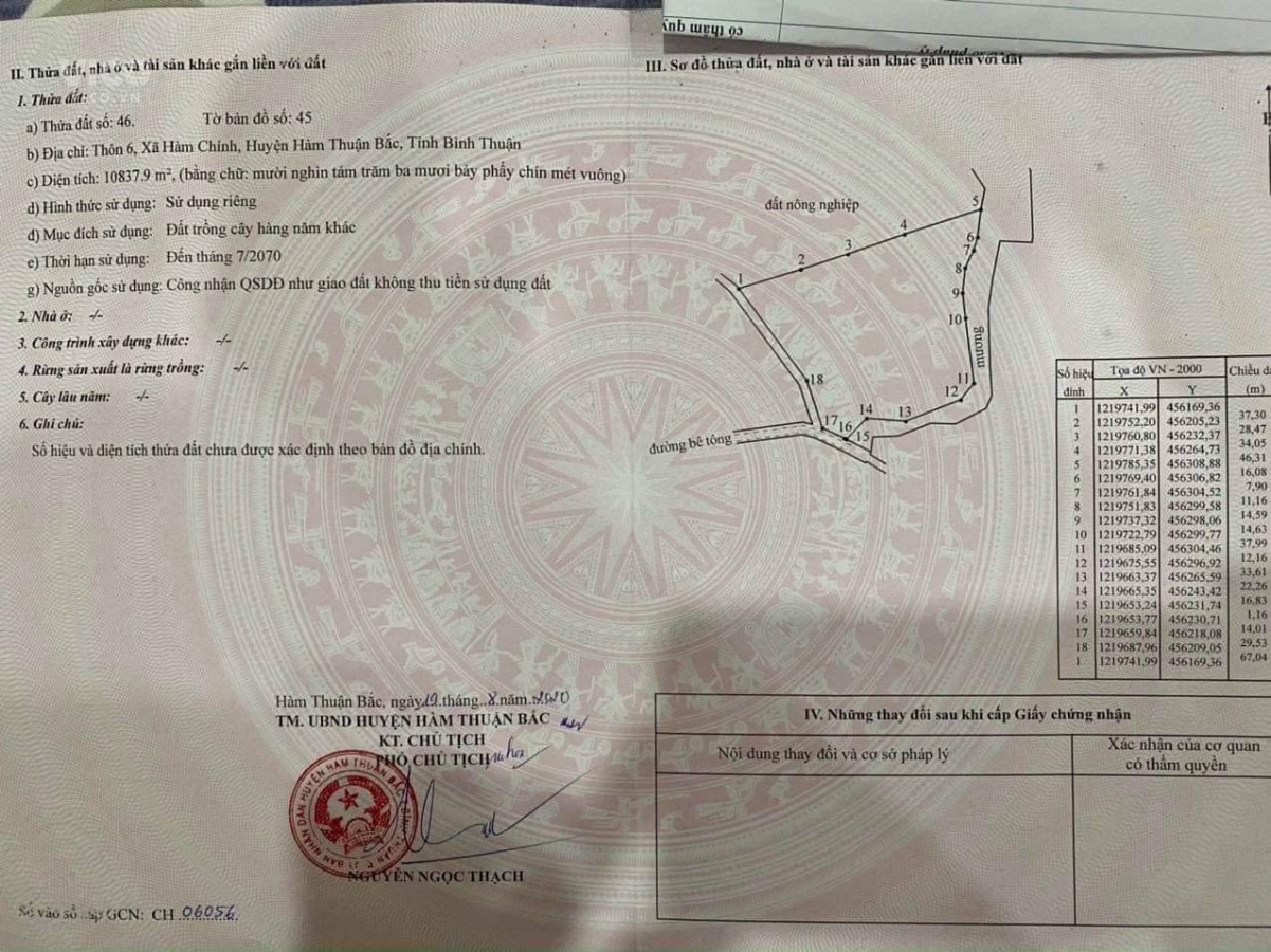 0933239353_ 1,1 Ha , Hàm Chính Giá chỉ 350 Tr/ Sào / 2 Mặt Giáp Kênh Nước