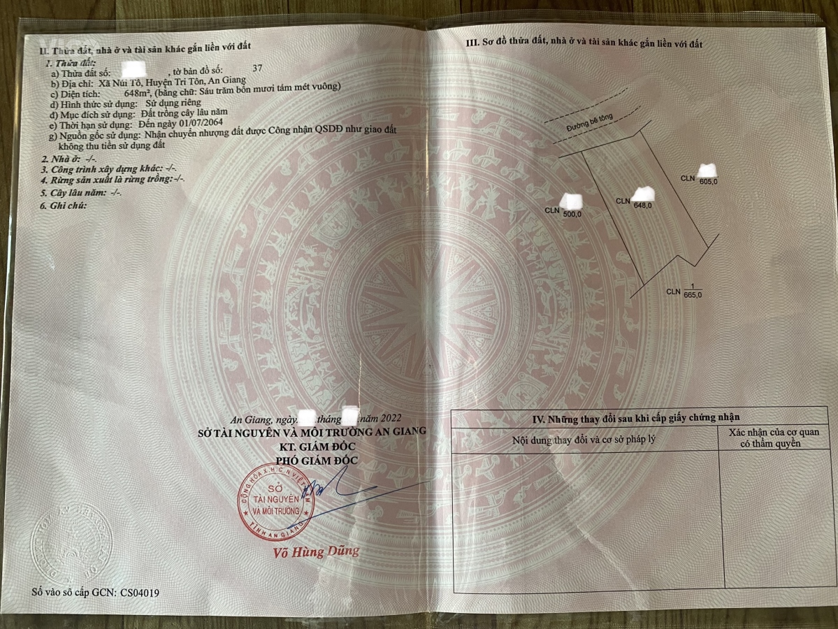 Chính Chủ Cần Bán Đất Xã Núi Tô, Huyện Tri Tôn, An Giang