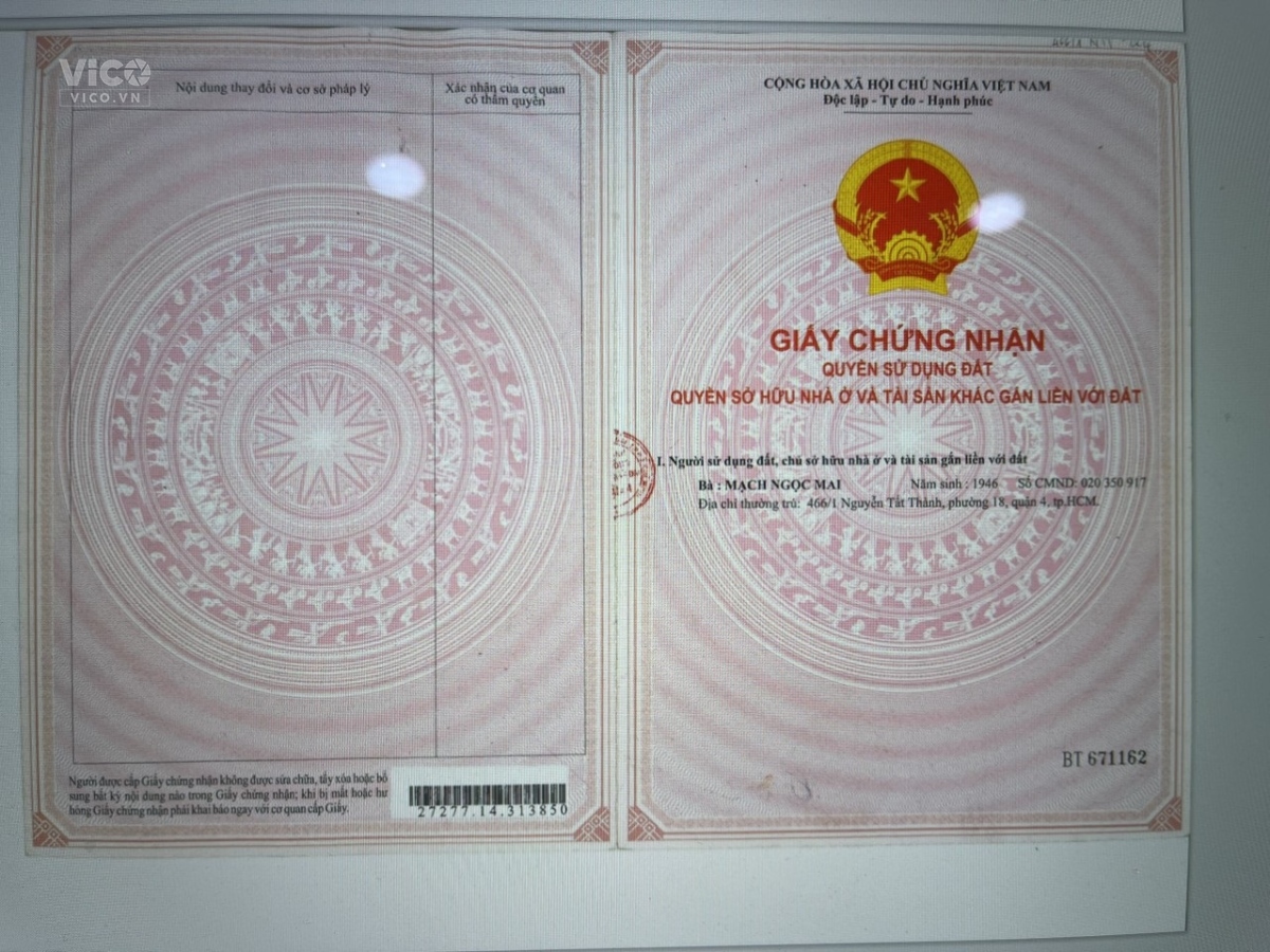Cần bán căn nhà tại địa chỉ hẻm xe hơi 466 Nguyễn Tất Thành Quận 4.