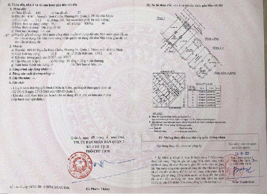 Cần bán căn nhà hẻm 404, đường Nguyễn Đình Chiểu, Quận 3.