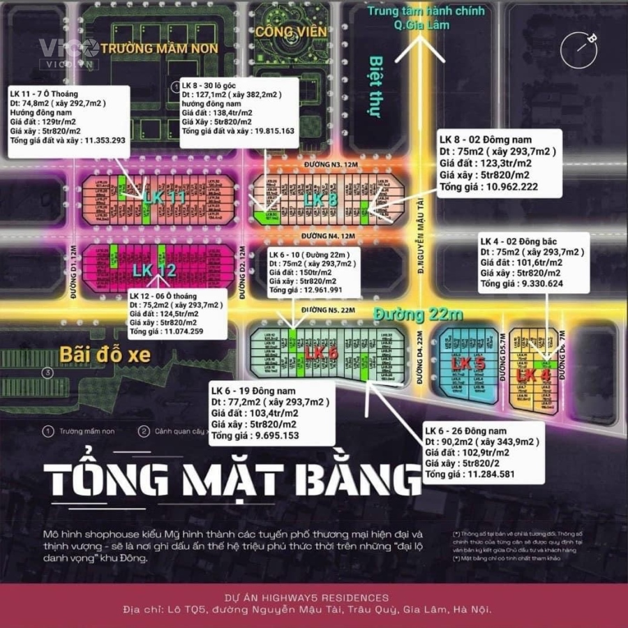 Cần bán LIỀN KỀ, SHOPHOUSE TRUNG TÂM Q. GIA LÂM Cạnh siêu quần thể Vinhome Oceans Park, LH