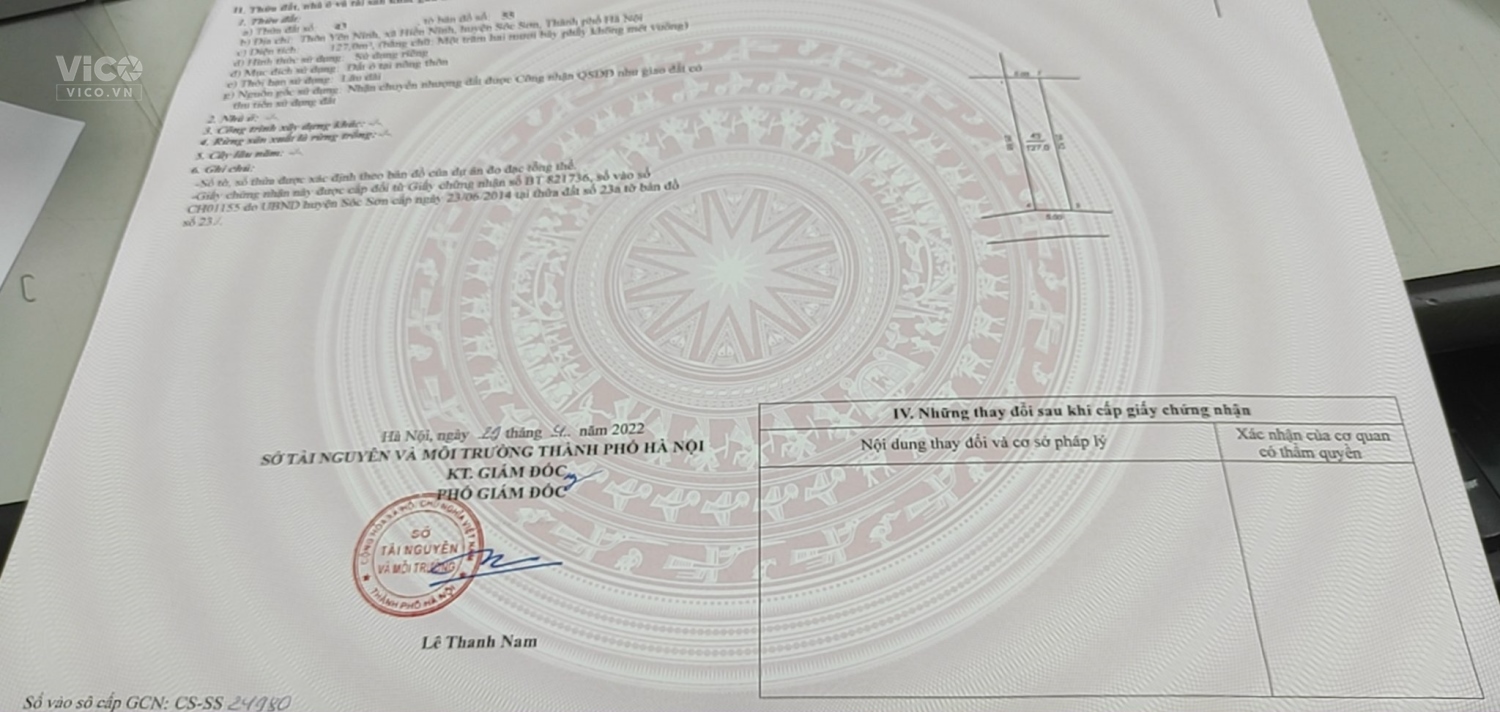 CHÍNH CHỦ CẦN TIỀN LÊN BÁN GẤP LÔ 127M2 TẠI YÊN NINH HIỀN NINH SÓC SƠN LH 0399786838