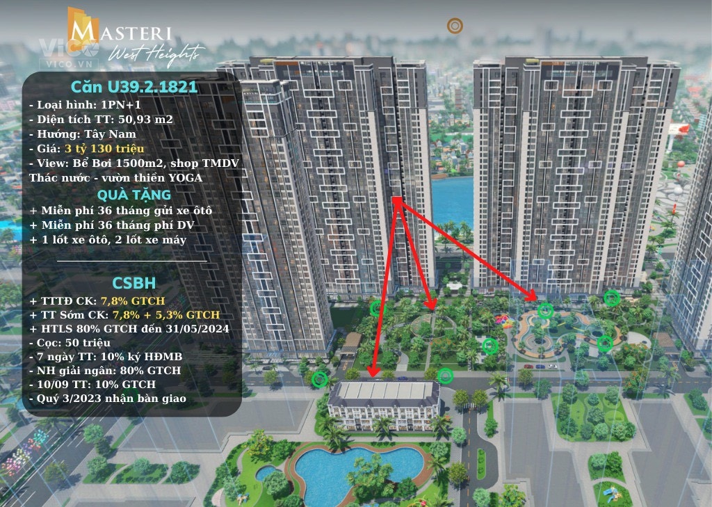 Căn hộ cao cấp Masteri West Heights Cho cuộc sống đầy năng lượng và tinh thần được tái tạo mỗi