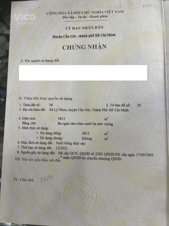 Bán nhanh 7ha đất thủy sản Lý Nhơn Cần Giờ