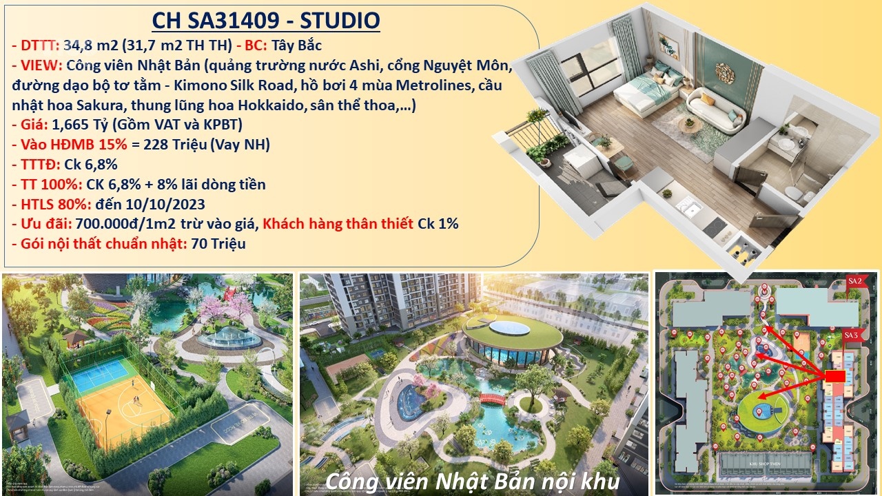 SỞ HỮU CĂN STUDIO VINHOMES SMART CITY CHỈ VỚI 228 TRIỆU KÝ HĐMB