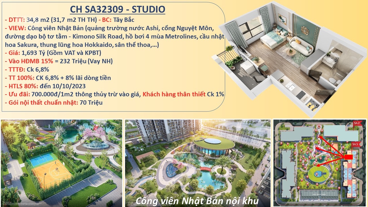CHỈ CẦN 232 TRIỆU CÓ NGAY CĂN STUDIO VINHOMES SMART CITY