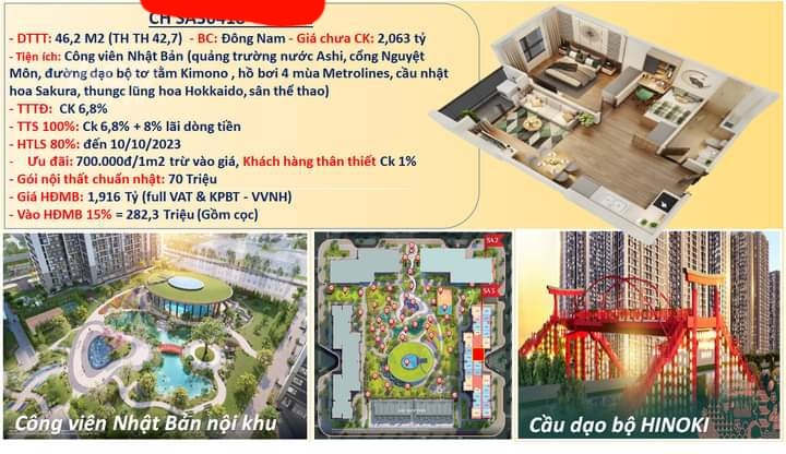 Cần tiền bán gấp căn hộ tại Vinhomes Smartcity