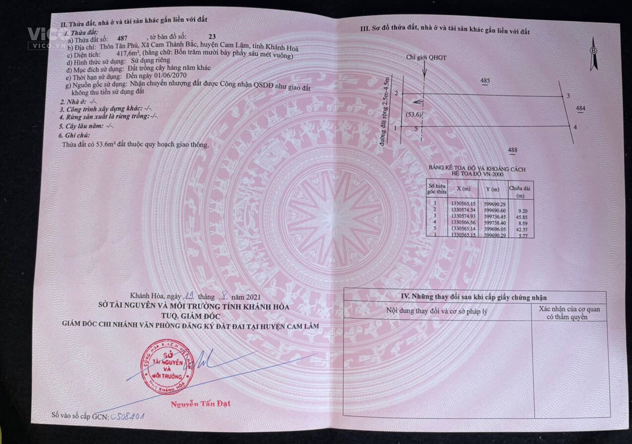 Duy nhất một lô mặt đường QH 16m phù hợp thổ cư 100% Chỉ 4,8tr/m2