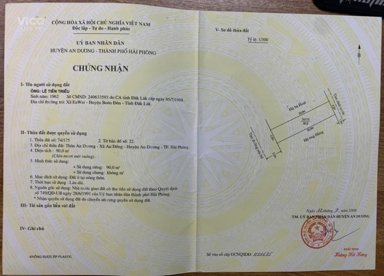 Giảm giá kịch sàn (Lô đất Tại An Trang An Đồng An Dương)