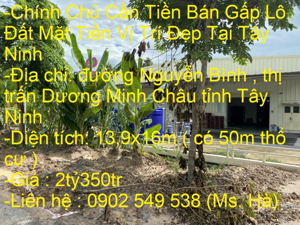 Chính Chủ Cần Tiền Bán Gấp Lô Đất Mặt Tiền Vị Trí Đẹp Tại Tây Ninh